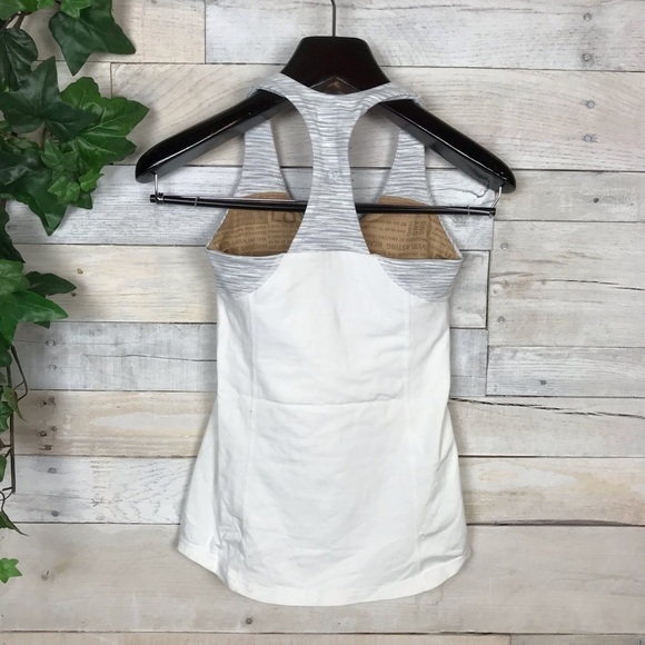 Lululemon White Gray Racerback Built In Tank Top Shirt 4 - Picture 2 of 4